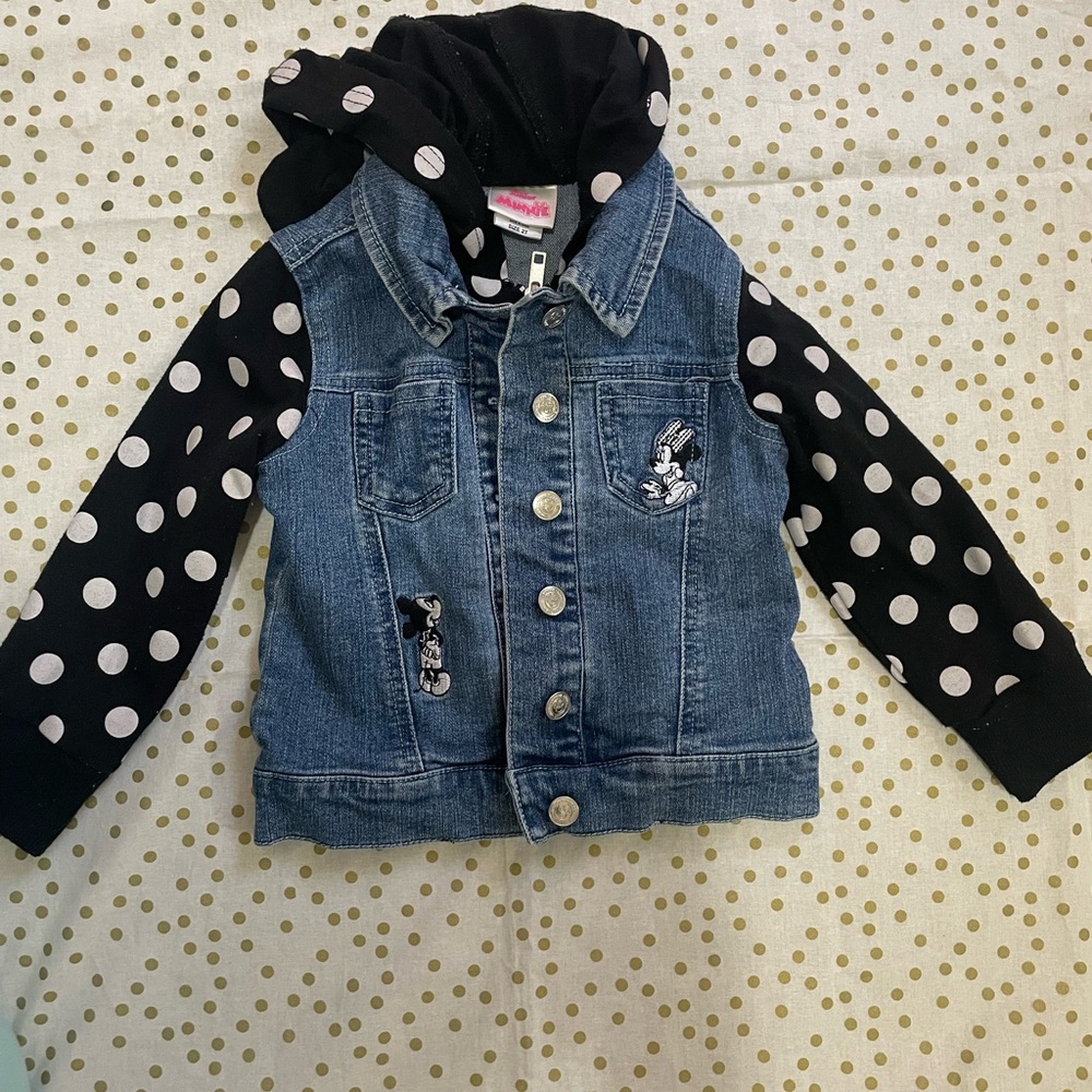 Disney Denim Jacket with Polka Dot Sleeves